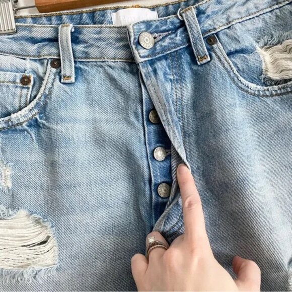 Boyish High Waist Cody Jean Shorts in Light Wash - Picture 4 of 6